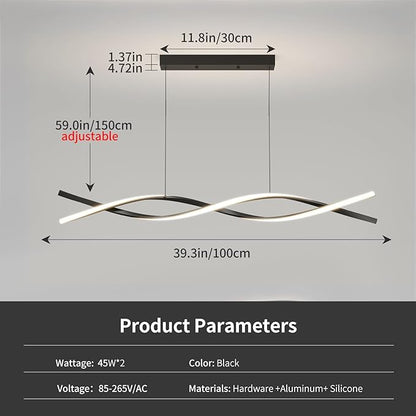 Modern LED Ceiling Pendant Light, 39IN Modern Chandelier with Remote Control 3000k-6500K Adjustable Color Temperature, Aluminum Island Lighting Lamp for Dining Room, Living Room, Island
