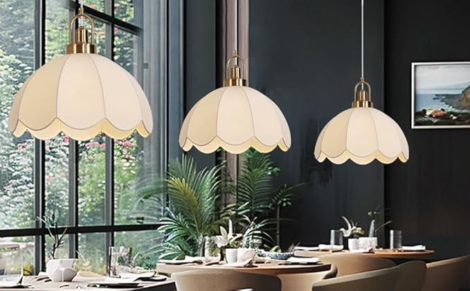 17.72" Modern Boho Pendant Light Vintage Farmhouse White Fabric Pendant Light Fixtures Modern Hand Woven Pendant Lights for Kitchen Island, Dining Room, Bedroom, Hallway, Entryway, Bar
