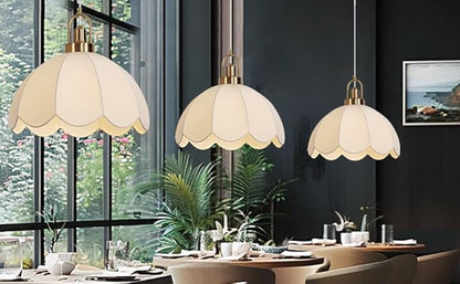 17.72" Modern Boho Pendant Light Vintage Farmhouse White Fabric Pendant Light Fixtures Modern Hand Woven Pendant Lights for Kitchen Island, Dining Room, Bedroom, Hallway, Entryway, Bar