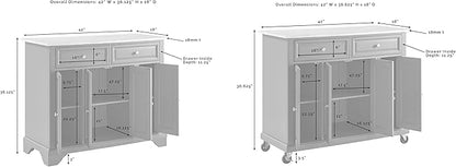 Crosley Furniture Avery Rolling Kitchen Island Storage Cart with Shelves, Microwave Stand, Coffee Bar, Distressed White