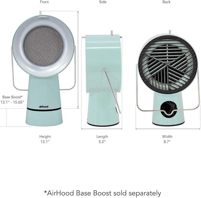 AirHood Wired Range Hood | Portable Kitchen Exhaust Fan with 2 Activated Charcoal Air Filter & Stainless-steel Oil Filter | Easy to Clean - Ideal for Indoor Cooktop Use (Mint Green)