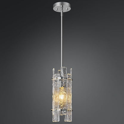 Modern Crystal Pendant Lighting Chrome Pendant Lights Mini Glass Chandeliers, Adjustable Pendant Light Fixture for Kitchen Island Bedroom Living Room Dining Room Corridor(1Pack)