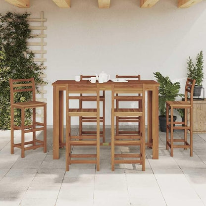 Natural Wood Solid Acacia Bar Table, 59.1x27.6x41.3 Inches for Dining Room and Kitchen Spaces, Seating Up to Four People