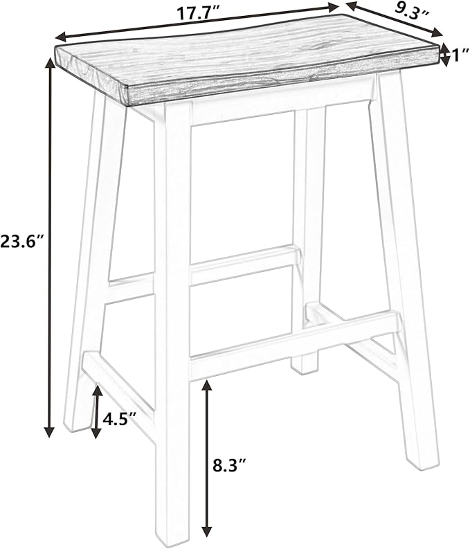 2-Piece Farmhouse Rustic Counter Height Wood Kitchen Stools,Save Space,Soild Rubber Wooden Legs with MDF Tabletop,for for Dorm,Apartment,Dining Room,Walnut