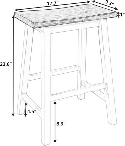 2-Piece Farmhouse Rustic Counter Height Wood Kitchen Stools,Save Space,Soild Rubber Wooden Legs with MDF Tabletop,for for Dorm,Apartment,Dining Room,Walnut