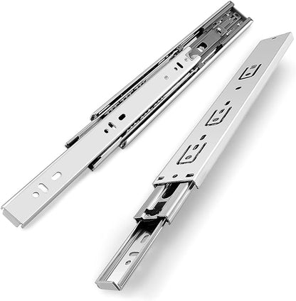Gobrico Soft Close Drawer Slides 22 inch 1 Pair，Drawer Slides 3 Fold, Hardware Cabinet Drawer Slides Full Extension Drawer Glides, Heavy Duty Hydraulic Self Close Rails, Side Mount Ball Bearing