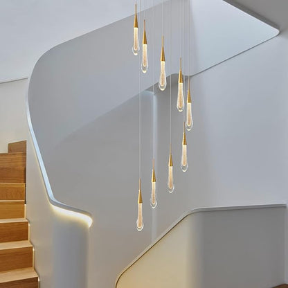 LMQNINE 9 Light Modern Crystal Chandelier Dimmable LED Gold Ceiling Light Crystal Bubble Pendant Lights Living Room Lobby 45W Staircase Chandeliers