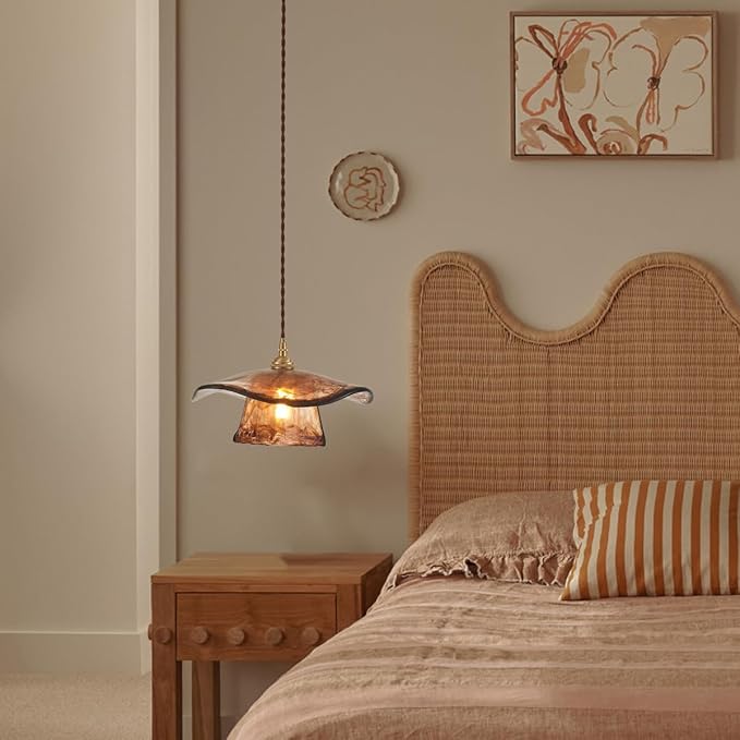 YLONG-ZS Pendant Lights Kitchen Island,Glass Hanging Pendant Light Brass,Vintage Gold Farmhouse Kitchen Hanging Lights for Island Dining Room Bedroom Living Room Hotel