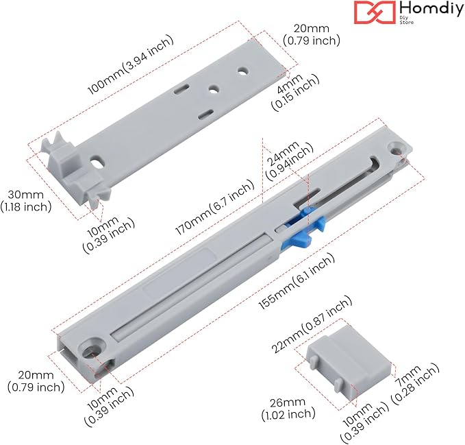 homdiy 5 Pair (10 Pack) Soft Close Adapter for Drawers, Soft Device for Wood Drawer, Retrofit Drawer Adapter