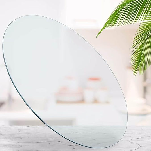 30" Clear Round Glass Table Top, Thick Tempered Glass with Smooth Polished Edge, Ideal for Kitchen, Living Room, Office or Patio Table Replacement