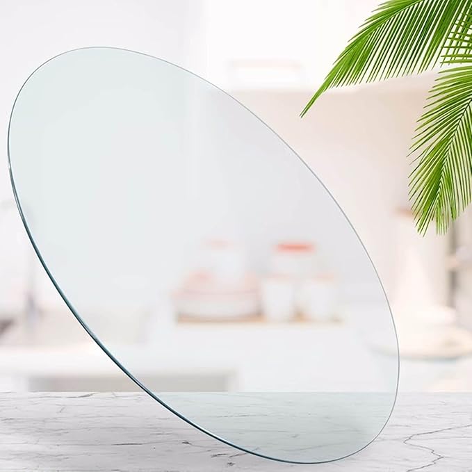48" Clear Round Glass Table Top, Thick Tempered Glass with Smooth Polished Edge – Ideal for Kitchen, Living Room, Office or Patio Table Replacement