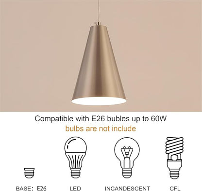 Brushed Nickel Pendant Lights Kitchen Island,Dining Room Light Fixtures Over Table 3 Pack with Silver Cone Metal Shade, Modern Farmhouse Small Chandeliers,Adjustable Cord Hanging Lighting for Sink