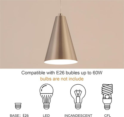 Brushed Nickel Plug In Pendant Light,Hanging Lights with Plug In Cord On/Off Switch, Mini Silver Pendant Lights for Kitchen Island,Modern Chandelier with Metal Shade,Hanging Lamps for Bedroom