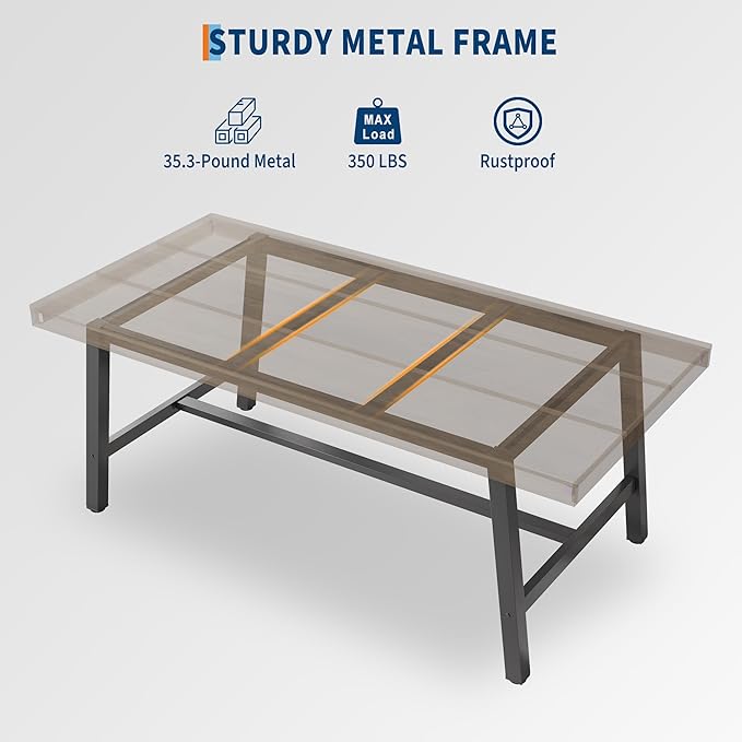 GarveeHome 63 Inch Apartment Kitchen Table for 4-6 People, Industrial Rectangular Table for Dining Room, Heavy Duty Metal Frame, Rustic Grey, Multipurpose Work Table