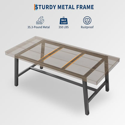 GarveeHome 63 Inch Apartment Kitchen Table for 4-6 People, Industrial Rectangular Table for Dining Room, Heavy Duty Metal Frame, Rustic Grey, Multipurpose Work Table