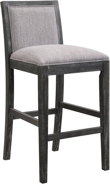 30.5 Inch Height Stools Set of 2, Rubberwood Frame, Fabric Upholstered Barstools, Retro Design for Kitchen Island, Bedroom, Dining Room