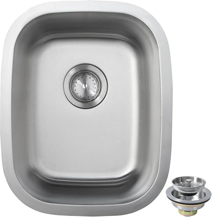 Bar Sink, 14" x 18" Undermount Kitchen Sink, T-304S Stainless Steel RV Kitchen Sinks, Small Kitchen Sinks With Sink Drain Strainer, Use at RV, Bar,Outdoor, Laundry and Utility,Bathroom