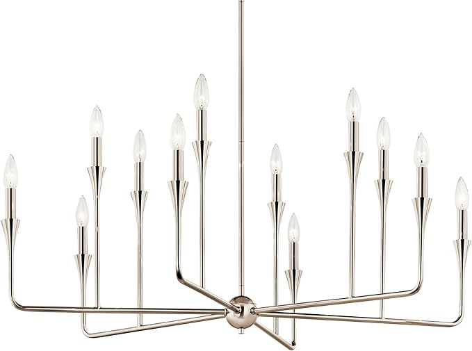 Kichler Alvaro 12-Light Multi-Tier Chandelier, Soft Modern Light in Polished Nickel, for Foyer, Great or Living Room or Large Dining Room (20" x 39.75"), 52692PN