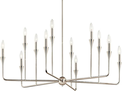 Kichler Alvaro 12-Light Multi-Tier Chandelier, Soft Modern Light in Polished Nickel, for Foyer, Great or Living Room or Large Dining Room (20" x 39.75"), 52692PN