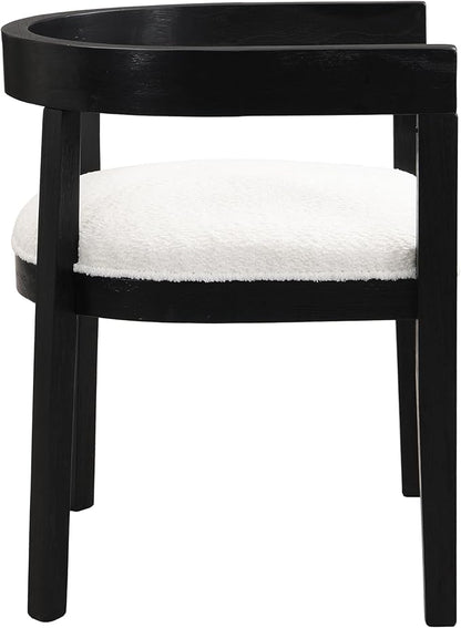 Christopher Knight Home Elev Set of 2 Fabric Upholstered Dining Chairs, Living Room Barrel Accent Chair Set, Round Backrest Dining Room Chair, Kitchen Island Extra Seat, Cream+Black