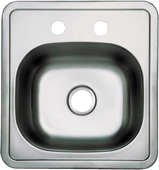 Gourmetier GKTS1515 Self-Rimming Single Bowl Bar Sink, Brushed