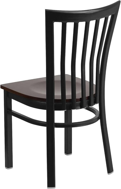 Flash Furniture 2 Pack HERCULES Series Black School House Back Metal Restaurant Chair - Walnut Wood Seat