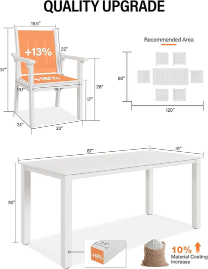 YEFU Patio Dining Chairs Set of 4: All Weather Outdoor Dining Chairs with Wide Curved Seat and Backrest - Outdoor Furniture Plastic for Outside Backyard/Garden/Porch/Deck 350lbs Capacity White