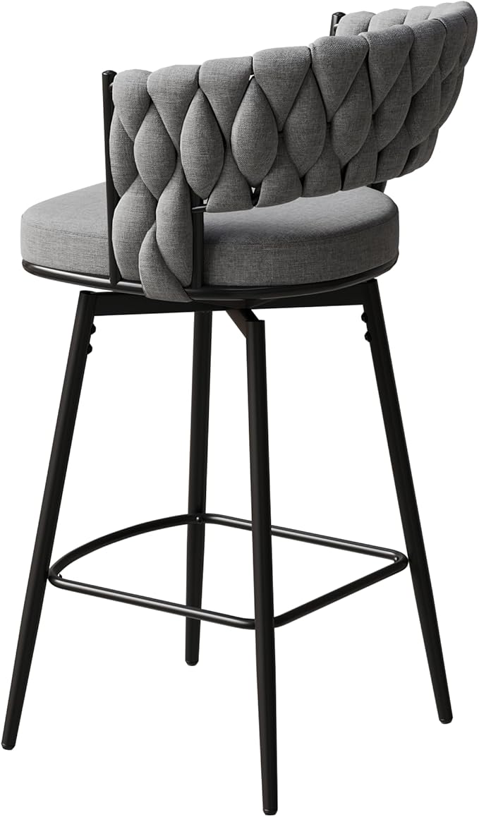 360°Swivel Bar Chairs Set of 2, Equipped with Soft Cushioned backrest Counter Stool, Metal Leg Luxury Kitchen Chair, Suitable for Family Dining, Kitchen Island