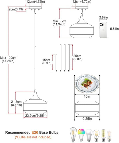 9'' Vintage Gold Pendant Light with Clear Glass, Adjustable Pendant Lighting for Kitchen Island Brushed Pendant Lights Convertible Ceiling Mount Or Hanging Fixture for Hallway Bathroom,Brown Bronze