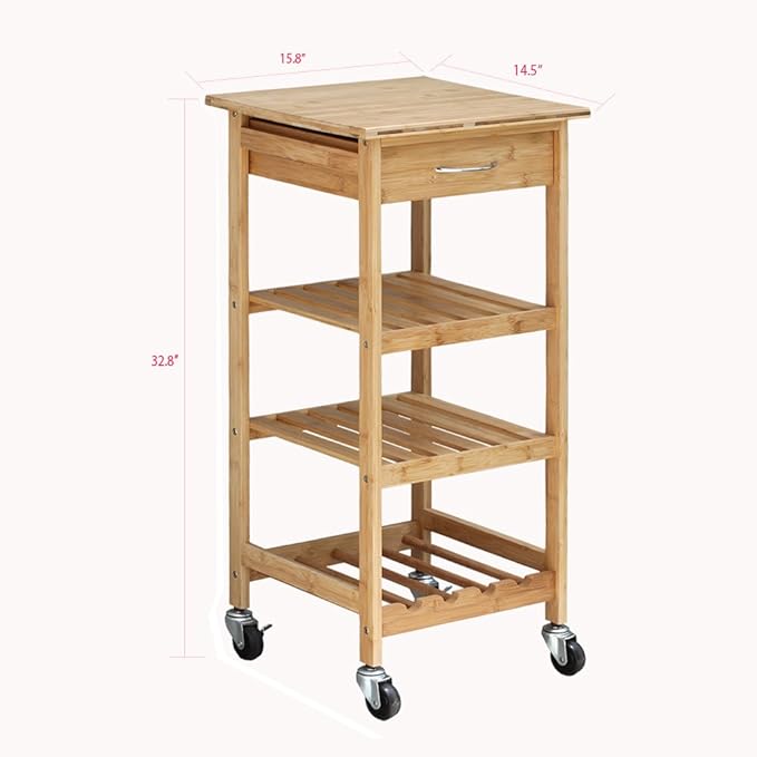 Oceanstar Design Group Bamboo Kitchen Trolley, Natural