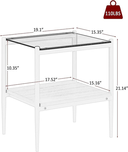 Set of 2 Glass End Table, 2-Layer Glass Living Room Table, Modern Tea Table Side Tables for Home Office Furniture
