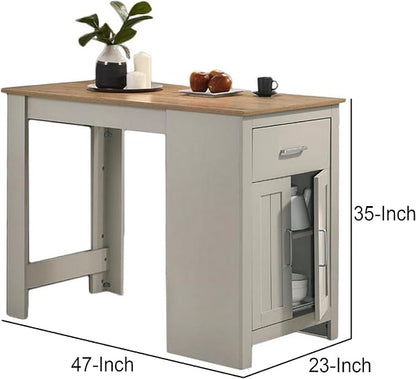 3 Counter Height Dining Table Kitchen Island with Storage, Gray