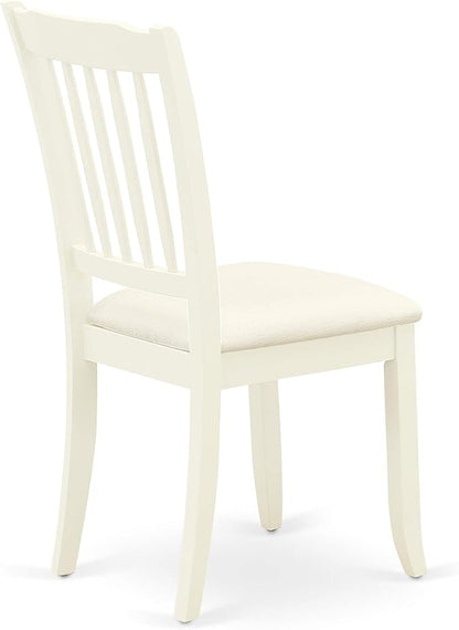 East West Furniture DAC-LWH-C Danbury Dining Room Chairs - Linen Fabric Upholstered Wooden Chairs, Set of 2, Linen White
