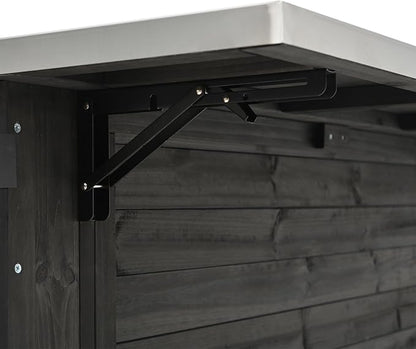 YOPTO Outdoor Kitchen Island Fir Wood Kitchen Island with Stainless Steel Top,Ample Storage Space,Towel and Spice Racks and a Bottle Opener for Outdoor,Black