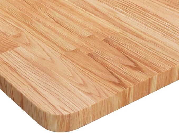 35.4 x 35.4 in Solid Oak Wood Square Tabletop Rustic Light Brown Countertop Varnished Durable Butcher Block Style for Dining Room Kitchen or DIY Bar Tops
