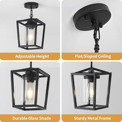 Pendant Lights Kitchen Island 3 Pack, Farmhouse Pendant Lighting for Island, Hallway Hanging Lights Modern Kitchen Light Fixtures Ceiling, Black Chandelier for Dining Room