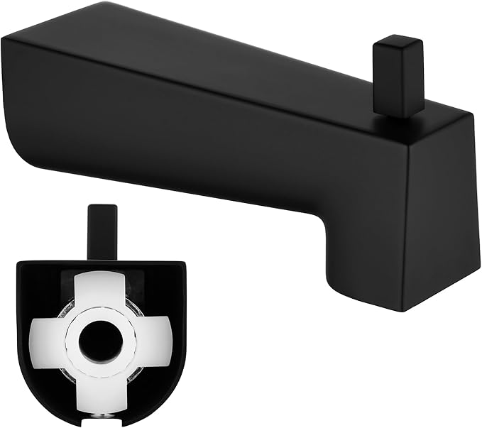 Kedra 7-Inch Tub Spout, Extra-Long Slip On Diverter Tub Spout, Replacement Bathtub Spout with Diverter, Matte Black (for 1/2" Copper Water Tube)