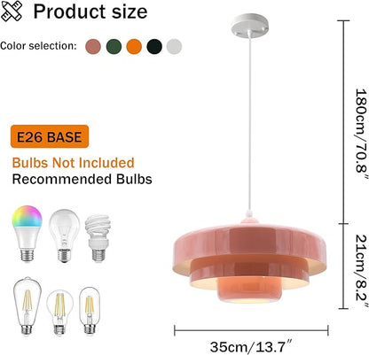 Pink Pendant Light Mid Century Pendant Lamp Nordic Pendant Lighting Fixture Hanging Ceiling Light 3-Layer Shade Design for Kitchen Island Dining Table Bedroom