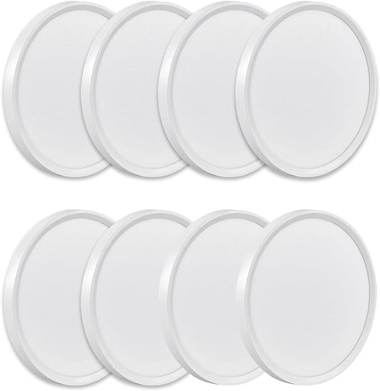 8PK 9 Inch LED Flush Mount Ceiling Light, 18W, 1860LM, 3000K/4000K/6000K CCT Selectable, Round Flat Panel Low Profile Ceiling Light Fixtures for Hallway, Kitchen, Bedroom, Laundry Room