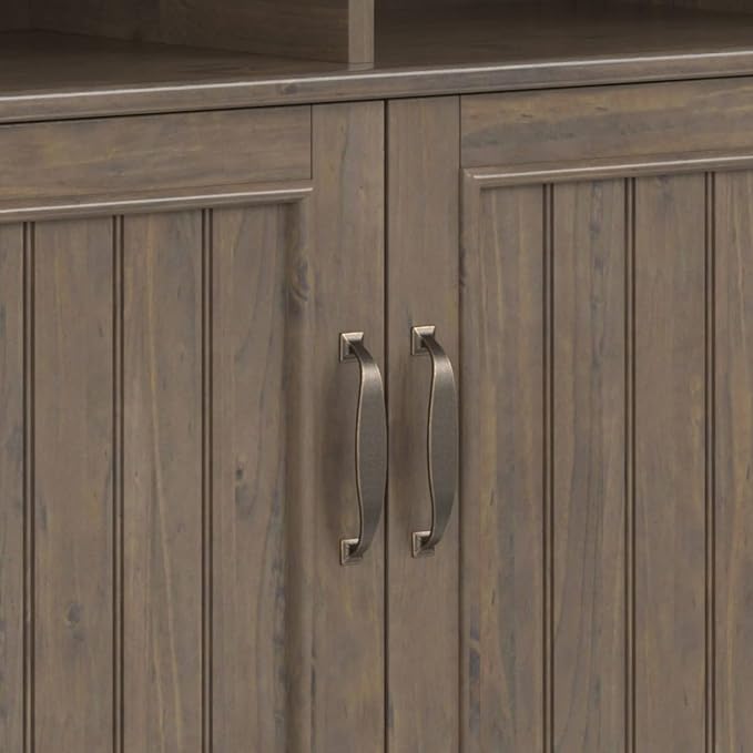 SIMPLIHOME Lev SOLID WOOD 39 Inch Wide Contemporary Medium Storage Cabinet in Smoky Brown, For the Living Room, Entryway and Family Room