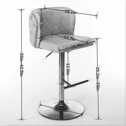 GOWE A&A Furniture,Swivel Barstools Adjusatble Seat Height, Modern PU Upholstered Bar Stools with The Whole Back Tufted, for Home Pub and Kitchen Island£¨Black, Set of 2£©