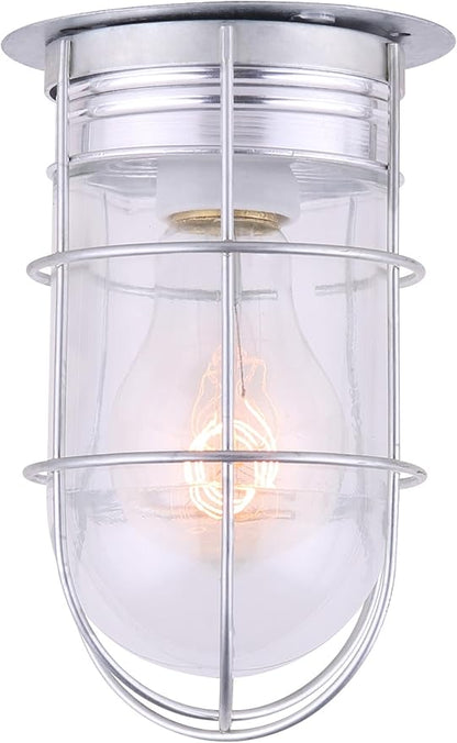 Canarm Outdoor Silver Barn Light, Industrial Wall or Ceiling Mount Sconce, 7-Inch Damp Rated Fixture for Porch, Patio, or Entryway