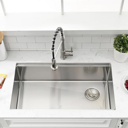 32 Inch Undermount Kitchen Sink Workstation - SZBAQTM 32x18 Inch Stainless Steel Undermount Sink Single Bowl 10'' Deep Handmade Kitchen sink with Cutting Board& Strainer