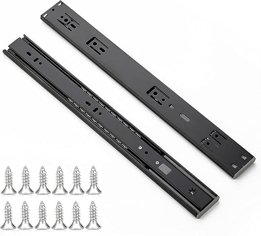 Ravinte 16 Inch Soft Close Drawer Slides 1 Pairs 2 Pack Black Full Extension Ball Bearing Drawer Glide Side Mount