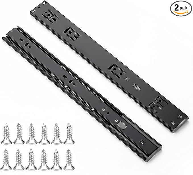 Ravinte 22 Inch Soft Close Drawer Slides 2 Pairs 4 Pack Black Full Extension Ball Bearing Drawer Glide Side Mount