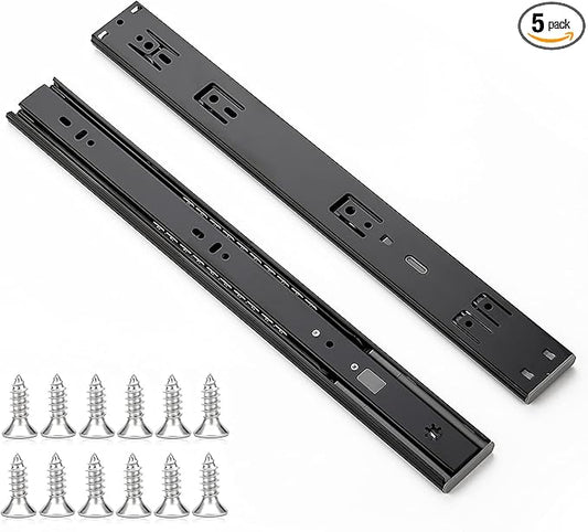 Ravinte 16 Inch Soft Close Drawer Slides 5 Pairs 10 Pack Black Full Extension Ball Bearing Drawer Glide Side Mount