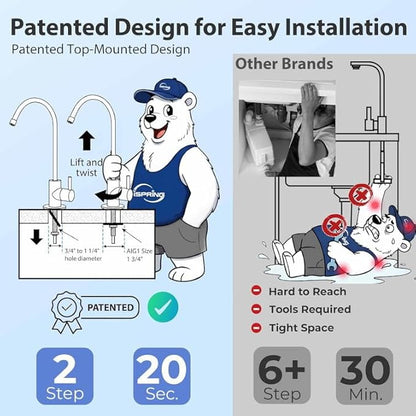 iSpring RCC7AK-UV, NSF Certified, 7-Stage Under Sink Reverse Osmosis Water Filtration System with Alkaline Remineralization and UV Filter, Patented Top-Mounted Faucet Design for Easy Installation