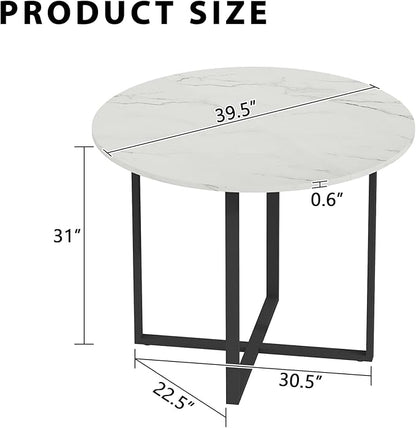Round Dining Table Set for 4, Round Dining Room Table Set for 4 with Metal Leg and 4 Chair, Small Dining Table Set for 4, Kitchen Island with Seating for Small Spaces