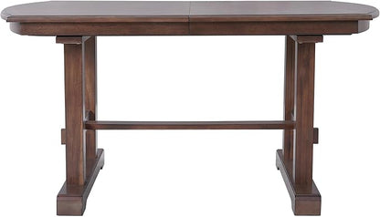 78" Extendable Island Table, Rustic Dining Table with H-Legs, Farmhouse Dining Table with Removable Leaf for 4-8-Person Gatherings, Cherry