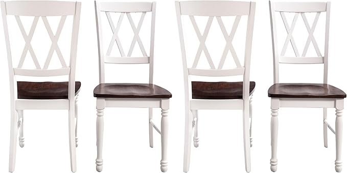 Crosley Furniture Shelby Traditional Wood X-Back Dining Room Chairs Set of 4, Kitchen Chair, Distressed White